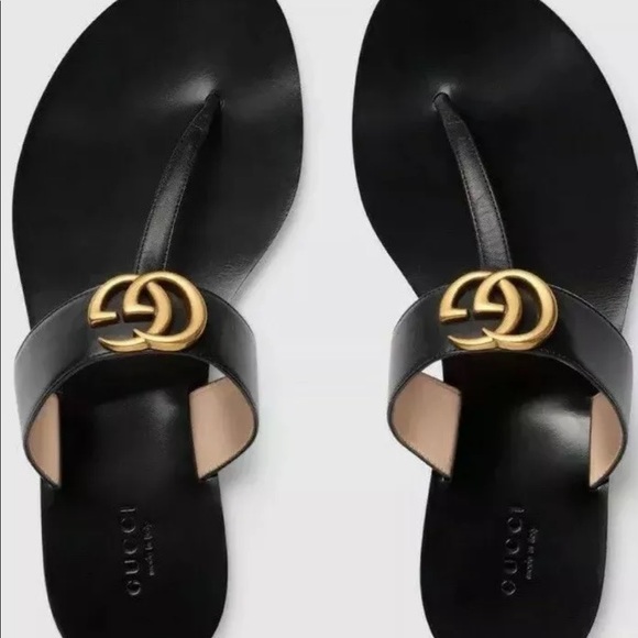 Gucci Black and Gold Sandals - Picture 1 of 5
